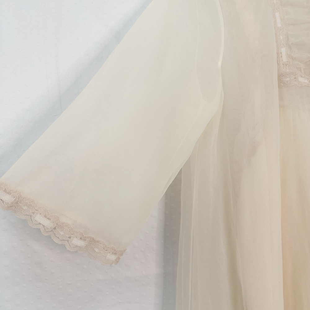 Ethereal Vintage 60s Nylon Peignoir Nightgown Robe Set Small - Picture 3 of 15